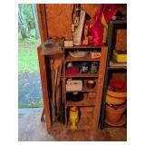 Utility Contents of Wooden Shelf Unit