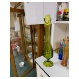 18in Green Swung Glass Vase