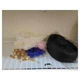 Hat, Veil, Jewelry, and Fabric Flowers