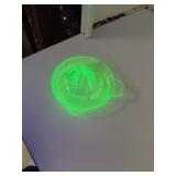 Vintage Uranium Glass Juicer with Chipped Spout