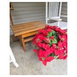 Wooden Slat Side Table and Faux Poinsettia