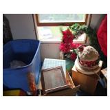 Holiday Decor Lot With Wreath and Figurine