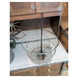 Metal Wire Basket and Cast Iron Ladle