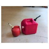 Two Vintage Plastic Gas Cans, 5 Gal and 1.25 Gal