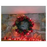 Artificial Holiday Wreath With Red Flowers