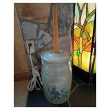 Lightweight Ceramic Butter Churn with Bird Motif
