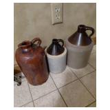 Three Vintage Stoneware Jugs with Handles