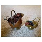 Brass Coal Scuttle Buckets with Pinecones