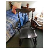 Antique Black Painted Wooden Rocking Chair