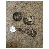 Sterling Silver Pins and Golf Medal Bracelet