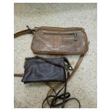 Two Faux Leather Crossbody Bags, Brown and Tan