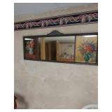 Vintage Framed Mirror With Floral Prints