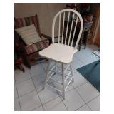 White Wood Windsor-Style Bar Stool Chair