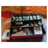 Vintage Metal Tackle Box with Fishing Lures