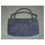 Black Beaded Evening Handbag, 10x6 Inches