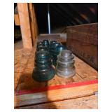 9 Vintage Glass Telegraph Insulators