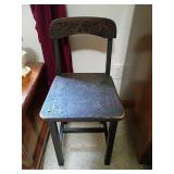 Wooden Chair with Distressed Finish, 28' Tall