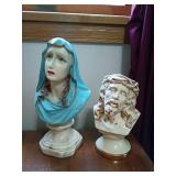 Plaster Religious Busts: Mary and Jesus