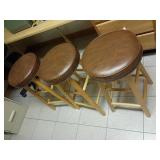 Three 13x26 Wood Bar Stools