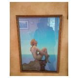 Framed 11x16 Art Print of Seated Nude Woman