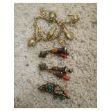 Turquoise colored Accented Charm Bracelet and Pins