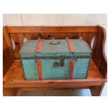 Small Vintage Wood and Metal Domed Storage Trunk