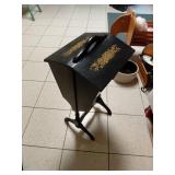 Vintage Wooden Sewing Box Stand with Floral Motif