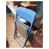 2 Blue Metal Folding Chairs