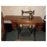 Singer Treadle Sewing Machine with Oak Cabinet