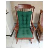 Wooden Rocking Chair With Green Cushion
