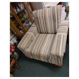 Vintage Heavy Striped Armchair with Wear