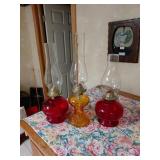 3 ALADDIN Model 23 Glass Oil Lamps