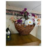 Wicker Basket With Assorted Artificial Flowers