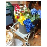 Artificial Flowers in Metal Pail