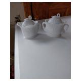 Westmoreland Swan Milk Glass Cream and Sugar Set