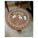 12' Wooden Table with Elephant Inlay and Floral M