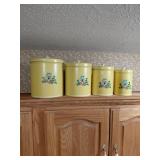 4 Vintage Yellow Tin Canisters