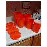 Tupperware Canister Set Orange with Lids
