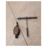 Antique Block Pulley and T-Handle Auger