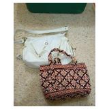 Two Handbags: Vera Bradley Tote and White Purse