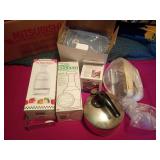 Kitchen Gadget Lot: Choppers, Grater, Jars, Kettle