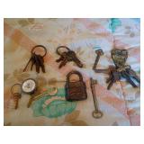 Vintage Keys, Keychains, and Padlock