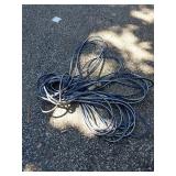 Long Blue Extension Cord with Outlet Plug