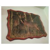 Deer Image on Scalloped Wood Plaque