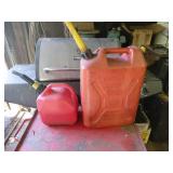 Two Plastic Gasoline Fuel Cans 1 1/4 and 5 Gallon