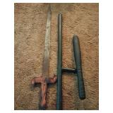 Metal Training Sword and Police Baton Set
