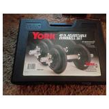 York 40 lb Adjustable Dumbbell Set in Case
