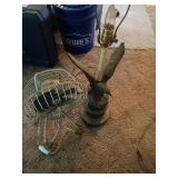 Eagle Motif Table Lamp and Vintage Fan