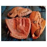 3 Leather Baseball Gloves