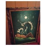 Framed Fantasy Art Painting, Unicorn and Woman, 41